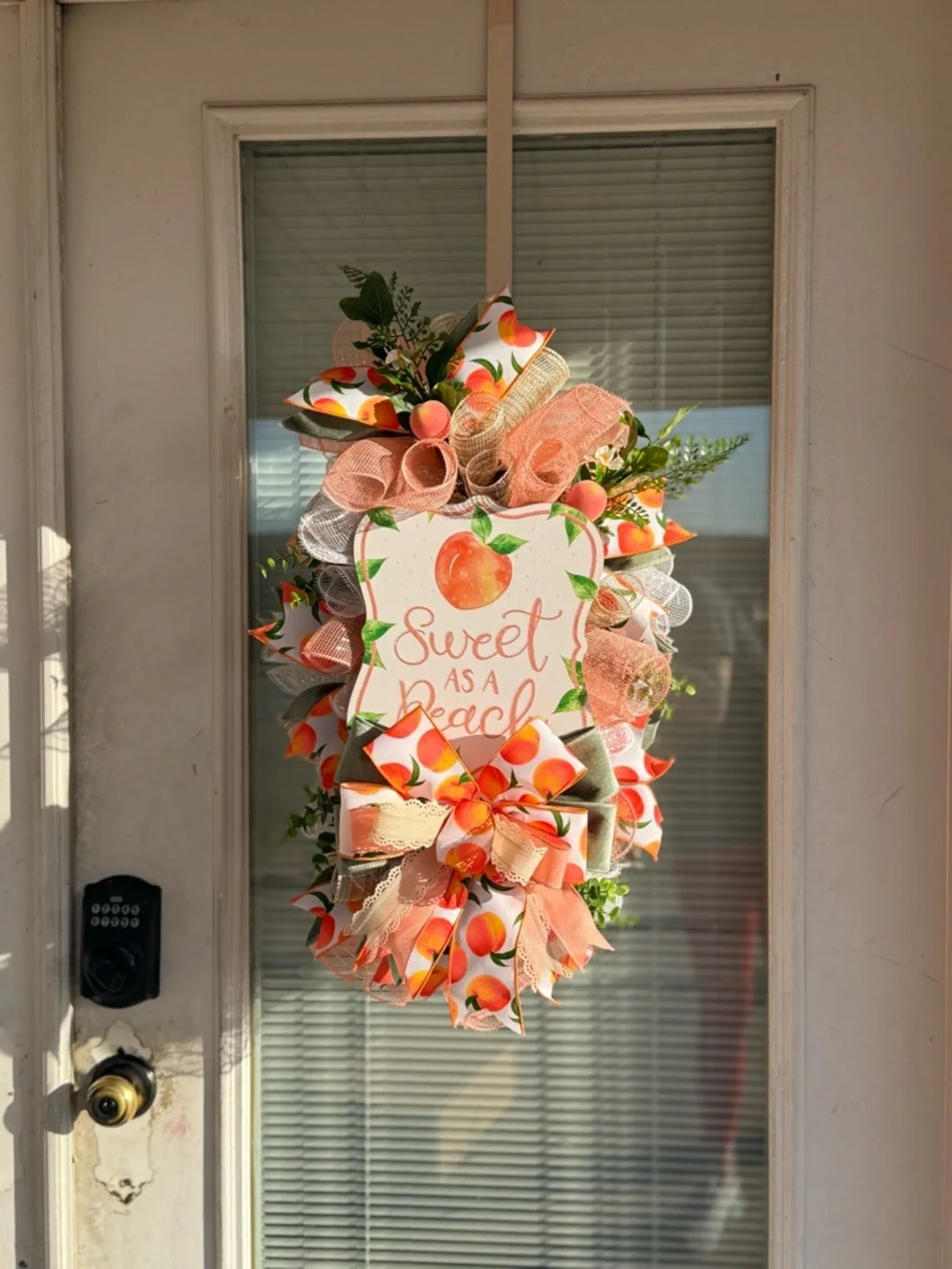 Sweet as a Peach Home Holiday Door Wreath - Peach Color